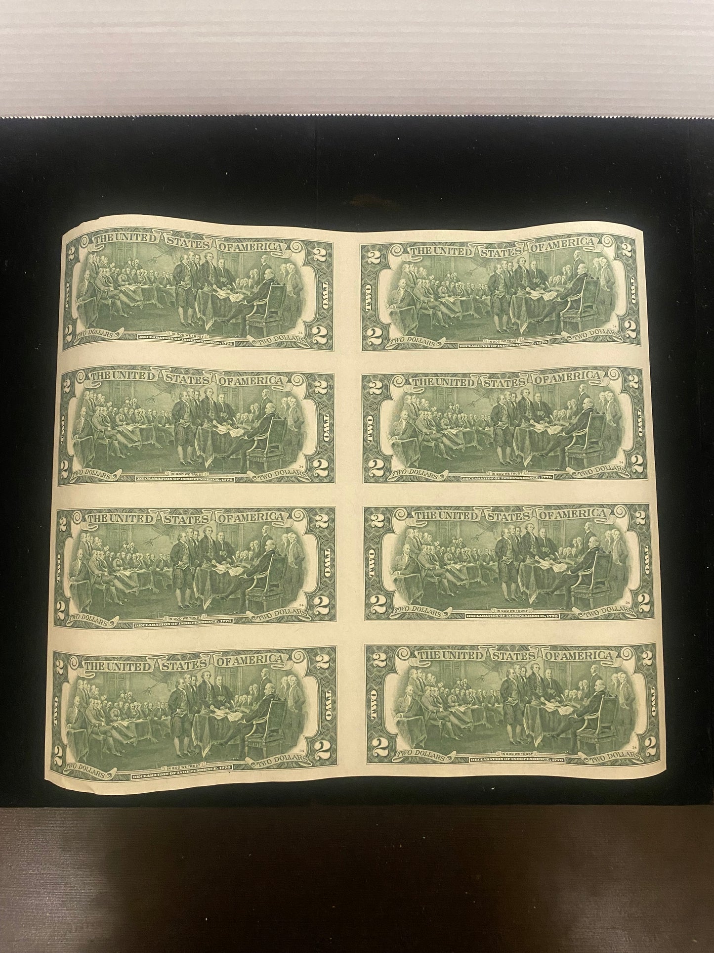 Sheet of 8-$2 Bills