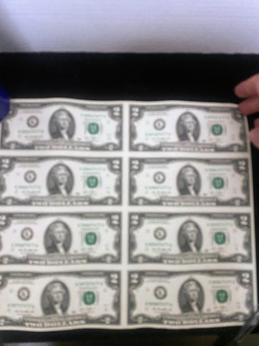 Sheet of 8-$2 Bills